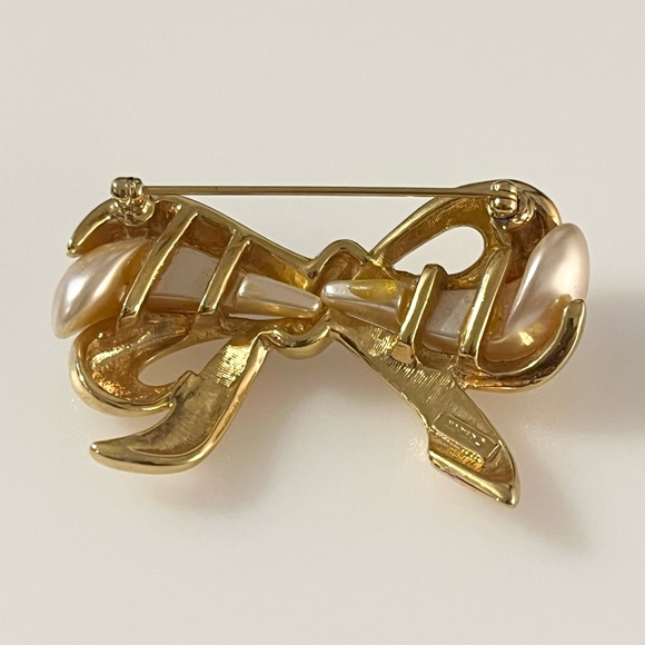 Vintage Napier Gold Tone Bow Brooch - Picture 10 of 14